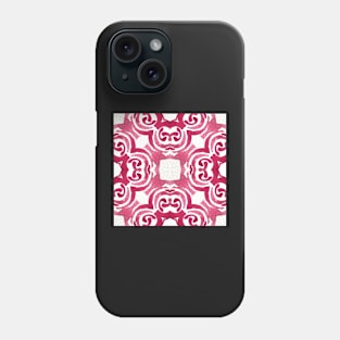 Abstract watercolour rococo pattern in enchanting reds, organic swirls and roses mandala style Phone Case