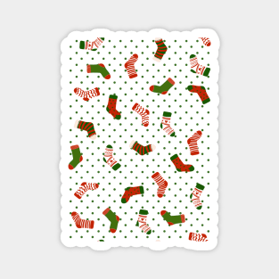 Christmas sock illustration, cute green polka dot holiday pattern 3 Magnet