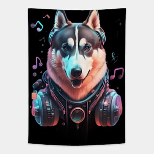 Music lover Siberian husky Tapestry