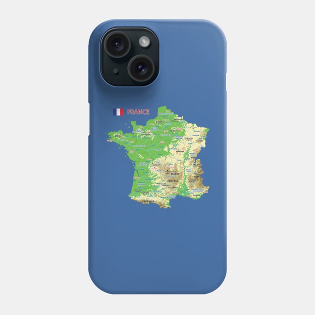 Geographic Map of France Phone Case by AliJun