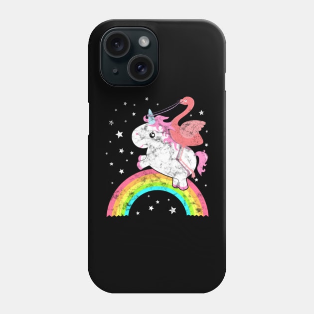 Cute Funny Unicorn Flamingo Riding Rainbow Awesome Phone Case by Nulian Sanchez