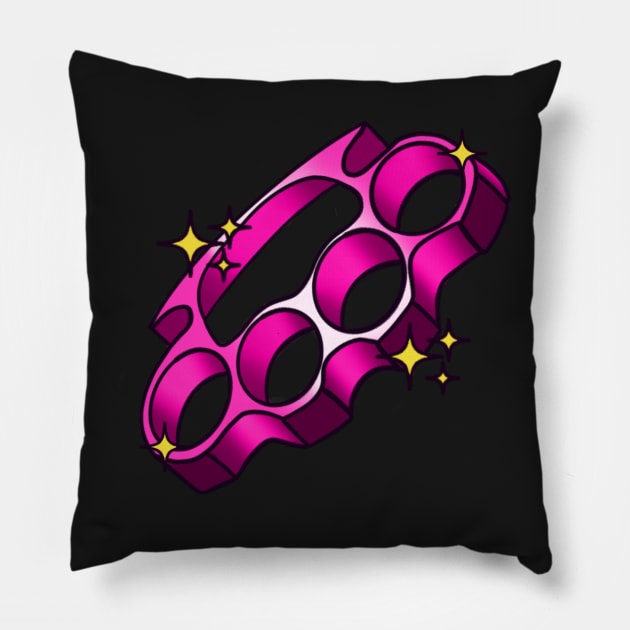 Brass knuckles Pillow by lizajambalaya