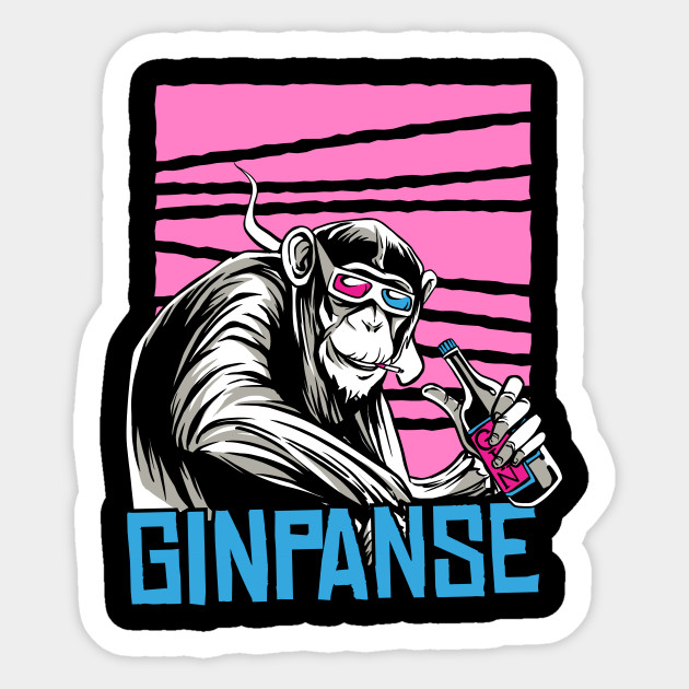 Lustiges Ginpanse Gin Affen Affe Schimpansen Affe Sticker