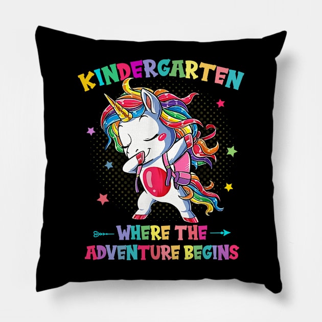 Kindergarten Where The Adventure Begins Student Teacher Pillow by Ene Alda