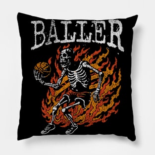 Skeleton Basketball Player Pillow