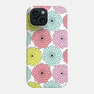 Pastel Flowers Print on White Background Phone Case