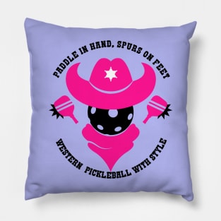 Riding the Pink Pickleball Frontier Pillow