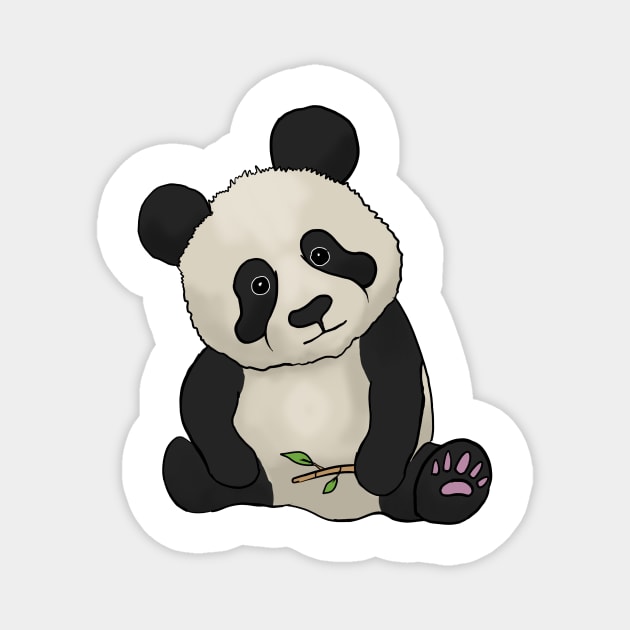 Cute Panda hand drawn sad face bamboo Magnet by Mesyo