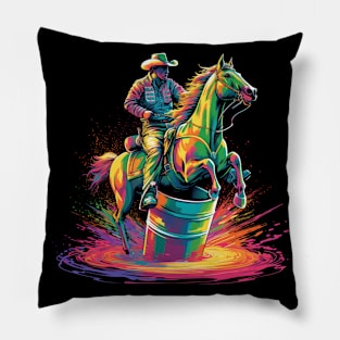 Barrel Racer Barrel Racing Rodeo Pop Art Pillow