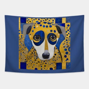 Klimt Dog with Blue and Gold Spots Tapestry