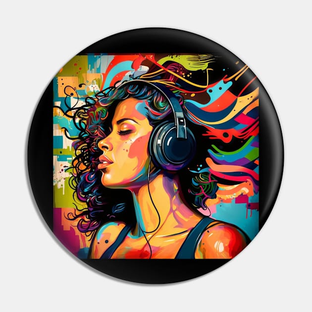 Beautiful Latina Listening to Music Pin by Unboxed Mind of J.A.Y LLC 