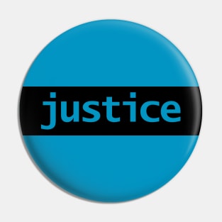 Minimal Typography Justice Black Stripe Pin