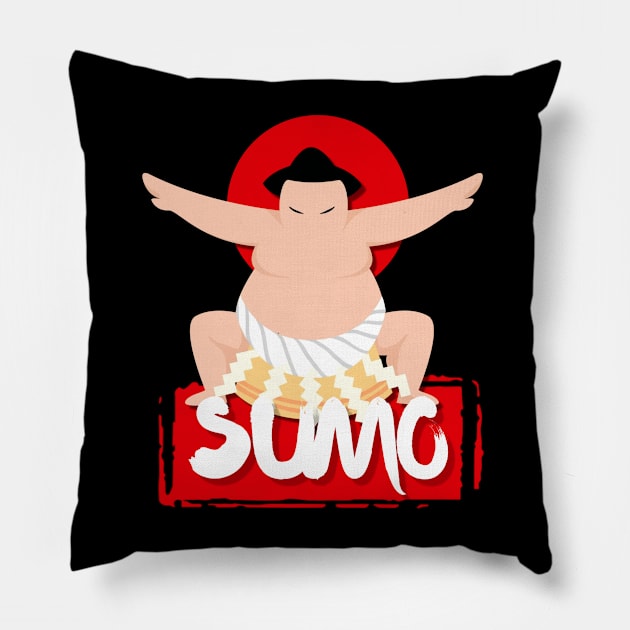 Sumo Showdown: Cartoon Sumo Wrestler Pillow by Pieartscreation