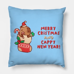 Capybara in a christmas stocking Pillow
