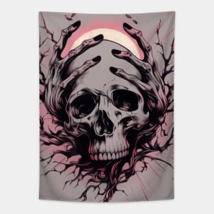 An Ink Illustration of a Skull Tapestry