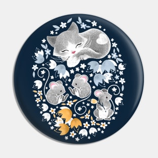 Cozy Cat and Mice Pin