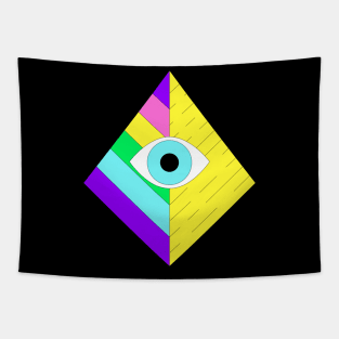 Pyramid Colorful Abstract Illuminati , Pyramid Eye Artwork Tapestry