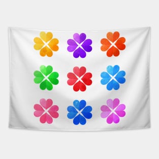 Colorful Watercolor Lucky Clovers . Tapestry