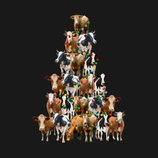 Funny Christmas Cows Tree T-Shirt