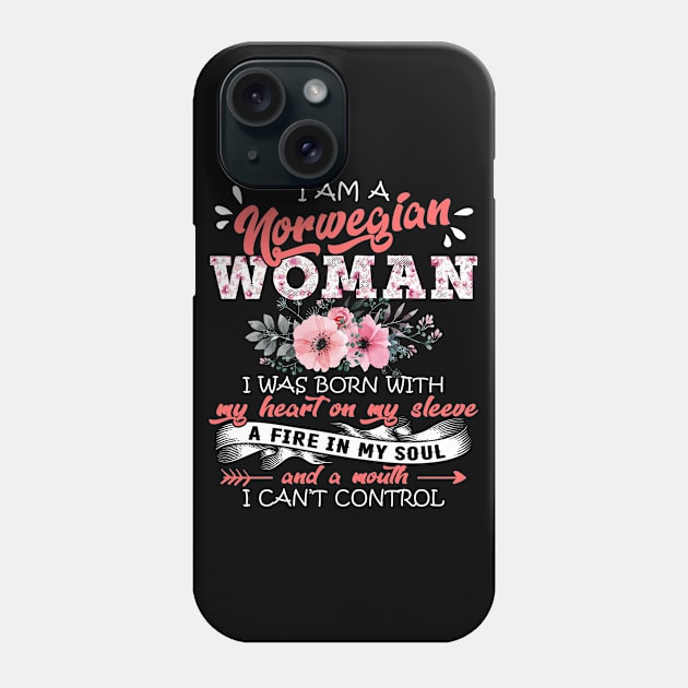 Norwegian Woman I Was Born With My Heart on My Sleeve Floral Norway Flowers Graphic Phone Case by Kens Shop