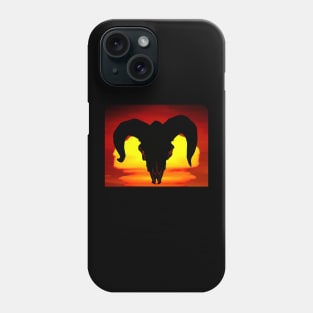 Sunset Silhouette Ram Skull Phone Case