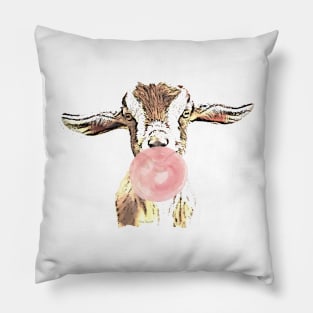 Funny Airplane Ears Goat With Pink Bubblegum Pillow