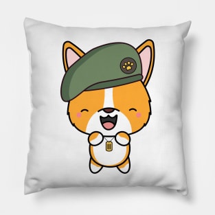 Green Beret Corgi Pillow