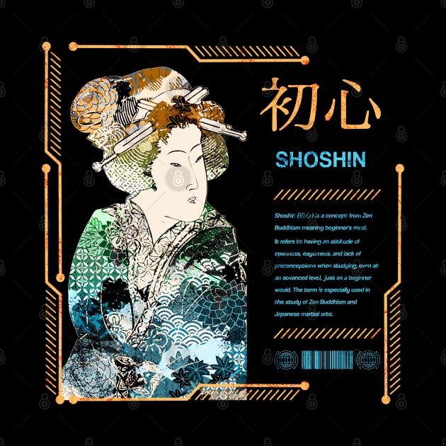 Shoshin Zen Buddhism Saying Geisha Japanese Philosophy Kanji Characters 638 by dvongart