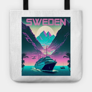 Sweden Cruise Synthwave Travel Art Poster Tote