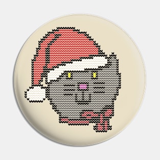 Christmas Sweater Santa Hat Cat Face Pin