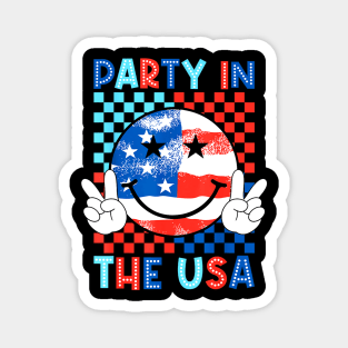 Party in the USA 4th of July Preppy Smile Men Women Magnet