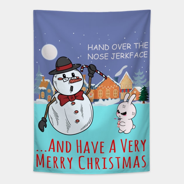 Hand over the nose Jerkface! ...Then have a very Merry Christmas Tapestry by Blended Designs