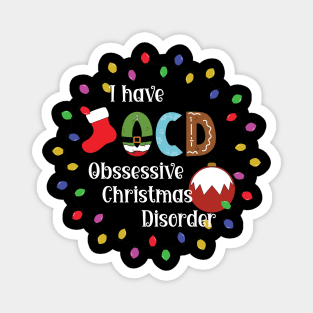 Obsessive Christmas Disorder (Round) [White Text] Magnet