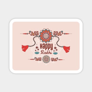 Happy Rakhi, Raksha Bandhan, red and teal Magnet