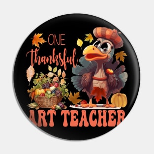 One Thankful Art Teacher Thanksgiving Turkey Costume Groovy Pin