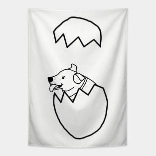 Minimal Puppy Dog Popping out of Easter Egg Tapestry