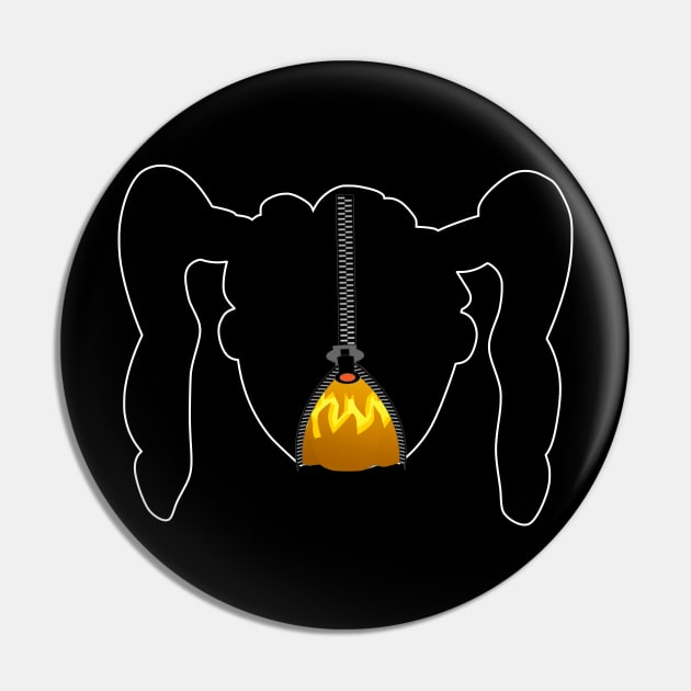 Impatient Halloween Monster Scary Orange True Face Zipper Pin by K0tK0tu
