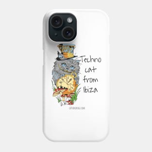 Techno cat from Ibiza - Catsondrugs.com - Techno Party Ibiza Rave Dance Underground Festival Spring Break Berlin Good Vibes Trance Dance technofashion technomusic Phone Case