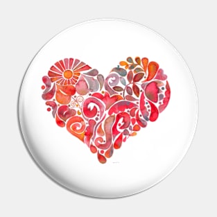 Doodle heart red Pin