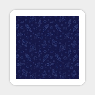 Space Animals light blue on dark blue Magnet