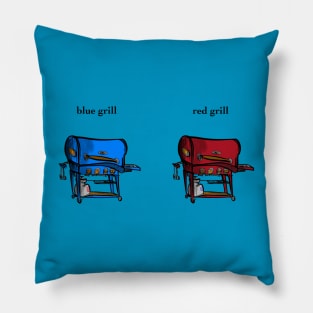 Red Grill, Blue Grill Pillow