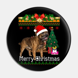 Ugly Christmas Sweater BORDER TERRIERS Pin