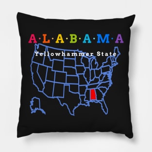 Alabama, USA. Yellowhammer State (with map) Pillow