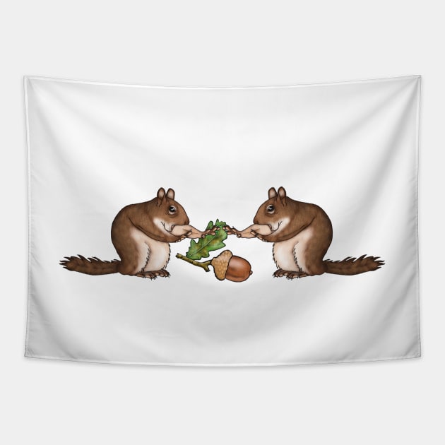 Squirrel Faceoff! Tapestry by Seaprite