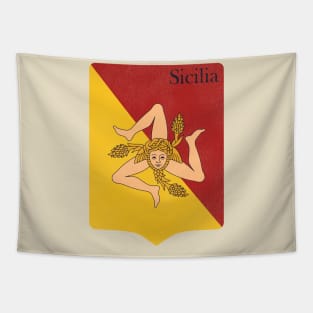 Sicily Sicilia Flag Vintage Distressed Coat of Arms Tapestry