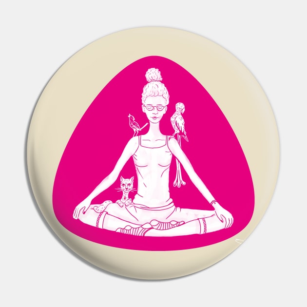 Yoga woman with pets Pin by mnutz