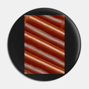 Dark Brown Leather Stripes, natural and ecological leather print #72 Pin