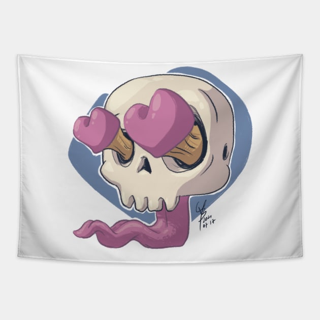 Skull Love Tapestry by MBGraphiX