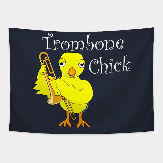 Trombone Chick White Text Tapestry by Barthol Graphics