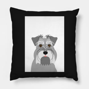 Cute Schnauzer Dog Portrait Pillow